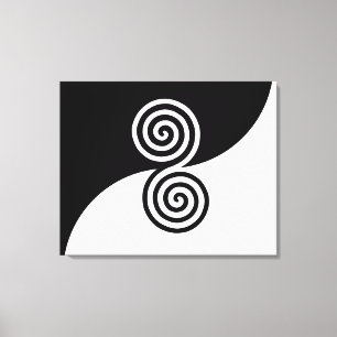 Double Spiral Art in Black & White Canvas Print