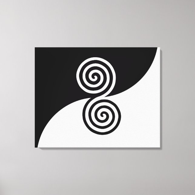 Double Spiral Art in Black & White Canvas Print (Front)