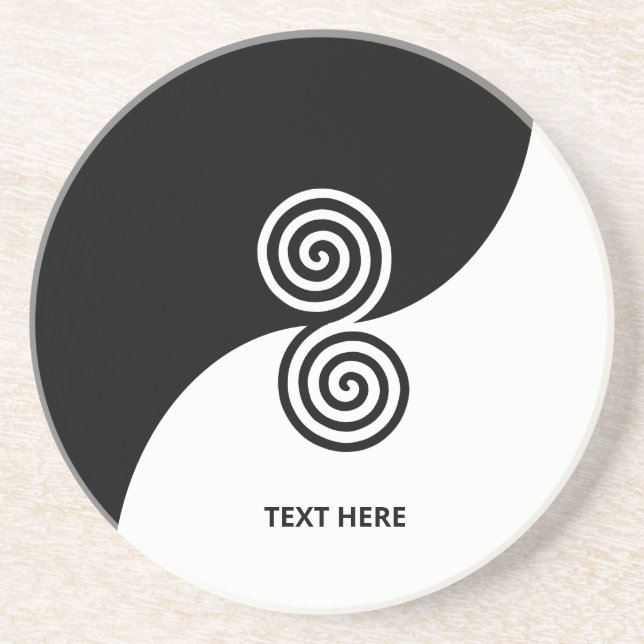 Double Spiral Art in Black & White Coaster (Front)