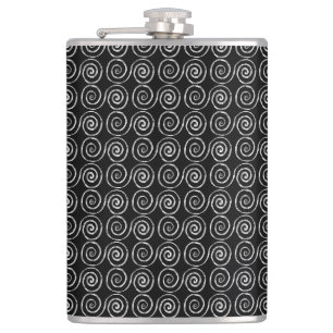 Double Spiral Celtic Pattern Hip Flask