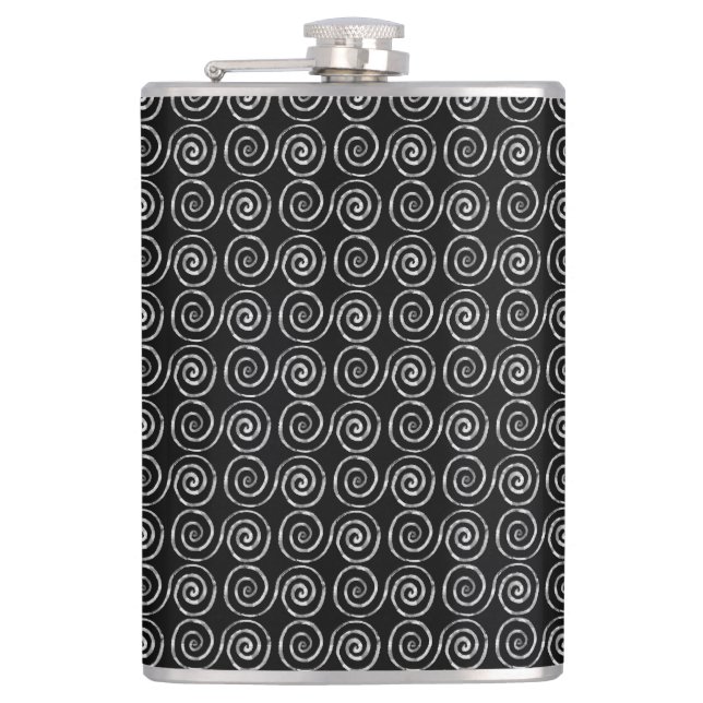 Double Spiral Celtic Pattern Hip Flask (Front)