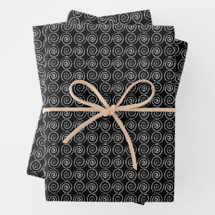 Double Spiral Celtic Pattern Wrapping Paper Sheet