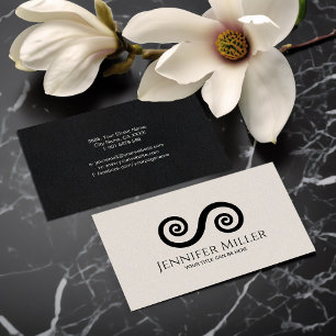 Double Spiral Symbol of Balance - Minimal Black Business Card