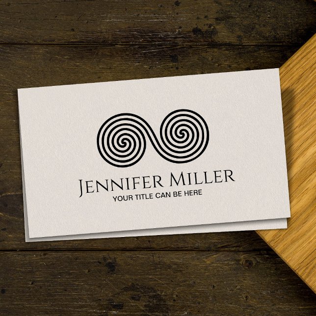 Double Spiral Symbol of Balance - Minimal Black Business Card (Creator Uploaded)
