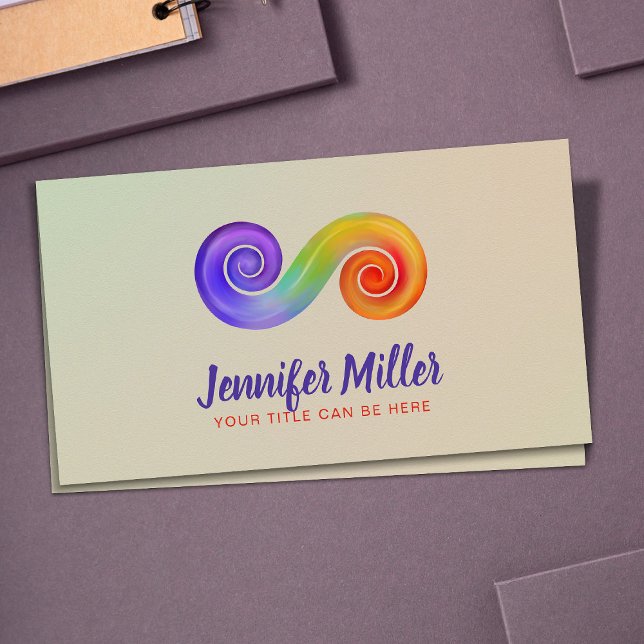 Double Spiral Symbol of Balance - Rainbow flow Business Card (Creator Uploaded)