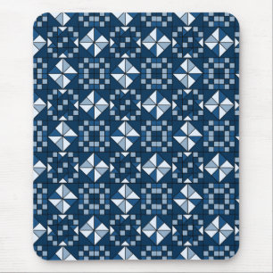 Double Star Chain Shades of Blue Quilt Mouse Mat
