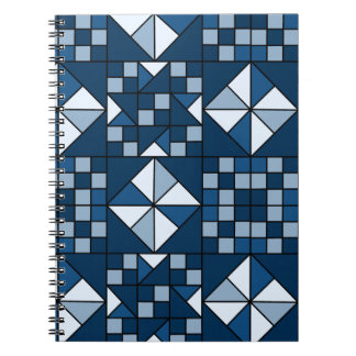 Double Star Chain Shades of Blue Quilt Notebook