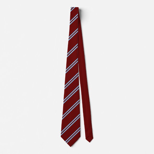 Double Stripe Maroon & Sky Tie (Front)