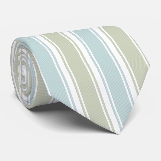 Double Striped Seafoam & Blue Tie (Rolled)