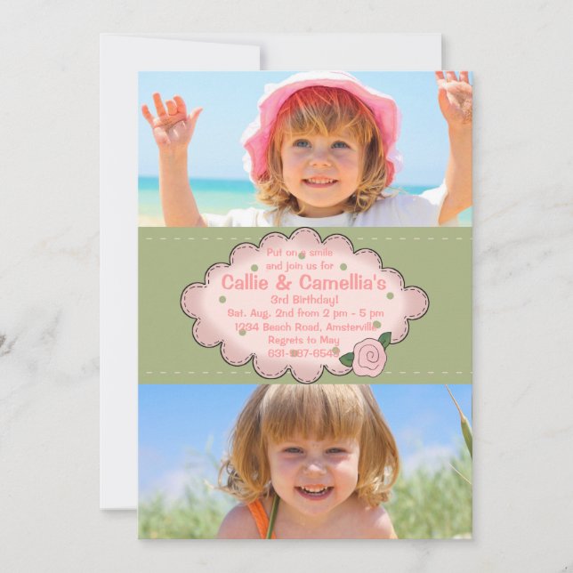 Double Sweet 2 Photo Invitation (Front)