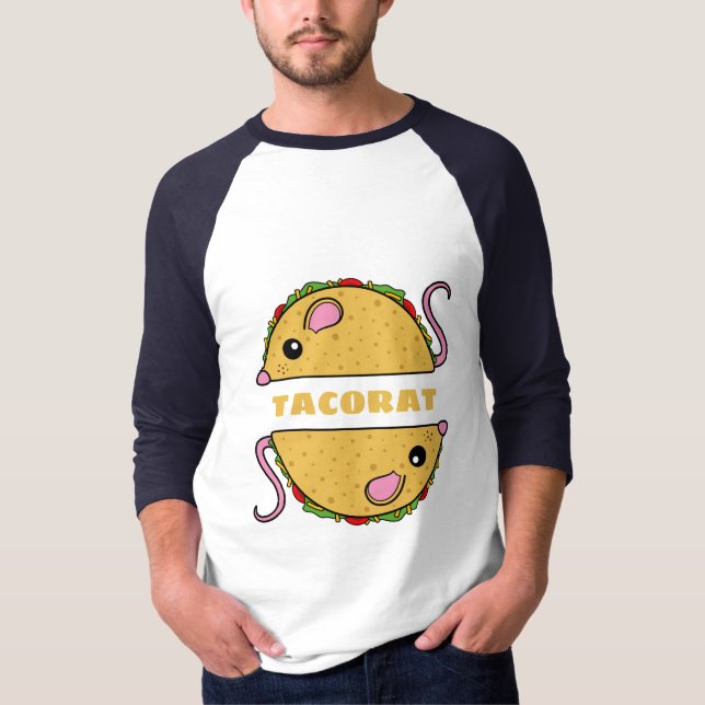 Double Taco Rat Raglan T-Shirt (Yellow Text) (Front)
