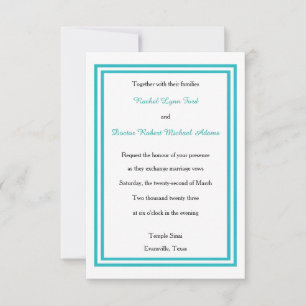 Double Teal Trim - 3x5 Wedding Invitation