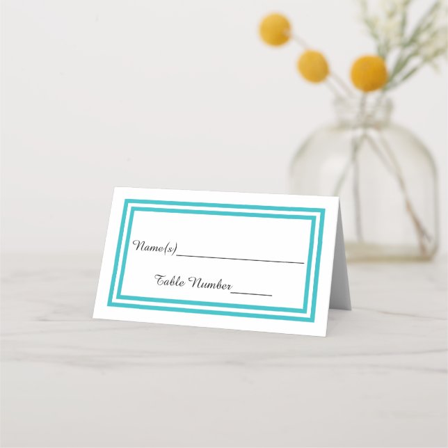 Double Teal Trim - Escort Card (Front)