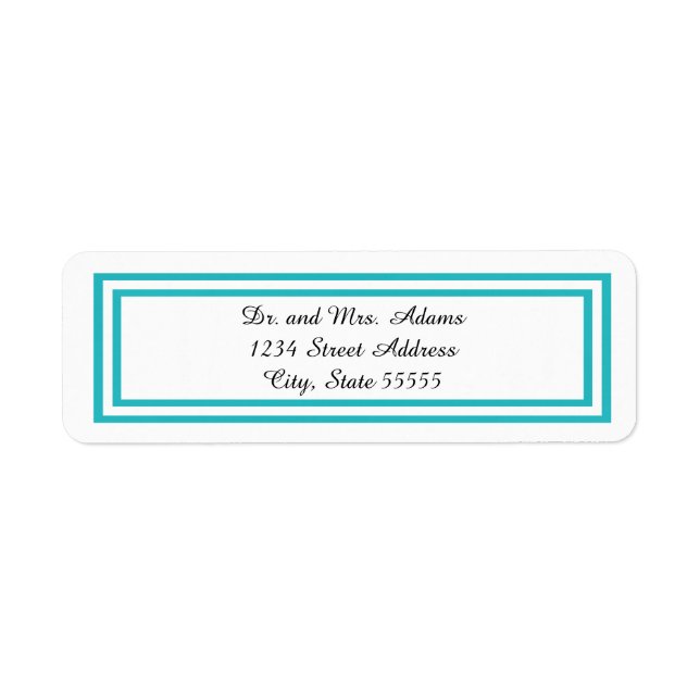 Double Teal Trim - Return Address Label (Front)