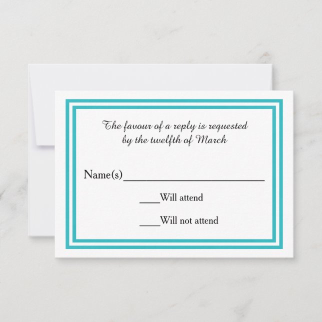 Double Teal Trim - RSVP Card (Front)