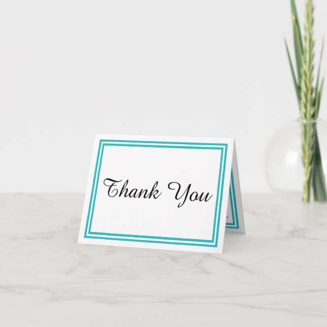 Double Teal Trim - Thank You Card (Front)