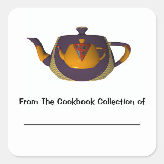 Double Teapot Personalised Cookbook Bookplate Square Sticker