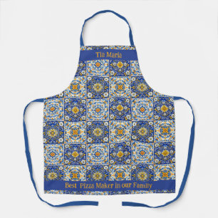 Double‑Text Azulejo Kitchen Apron