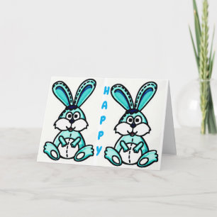 DOUBLE THE BUNNIES WITH DOUBLE WISHES FOR EASTER HOLIDAY CARD