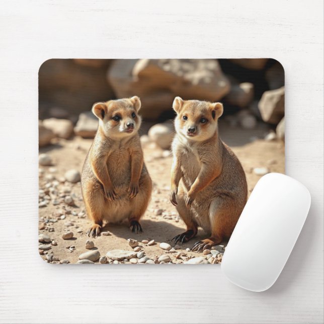 "Double the Cuteness: Aussie Quokka Twins" Mouse Mat (With Mouse)