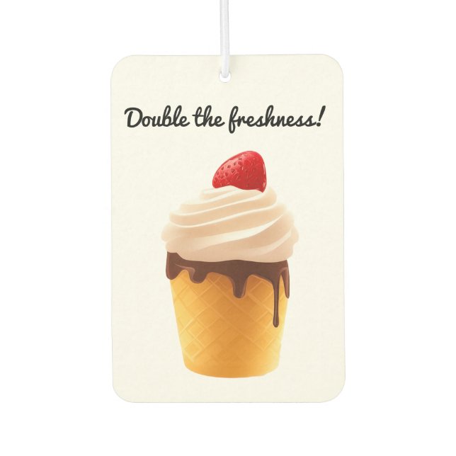 Double the Freshness – Cute Ice Cream Cone  Car Air Freshener (Front)