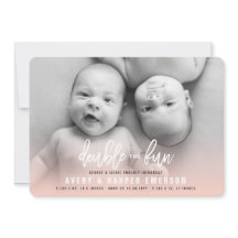 Double The Fun Baby Girl Twins Birth Announcement