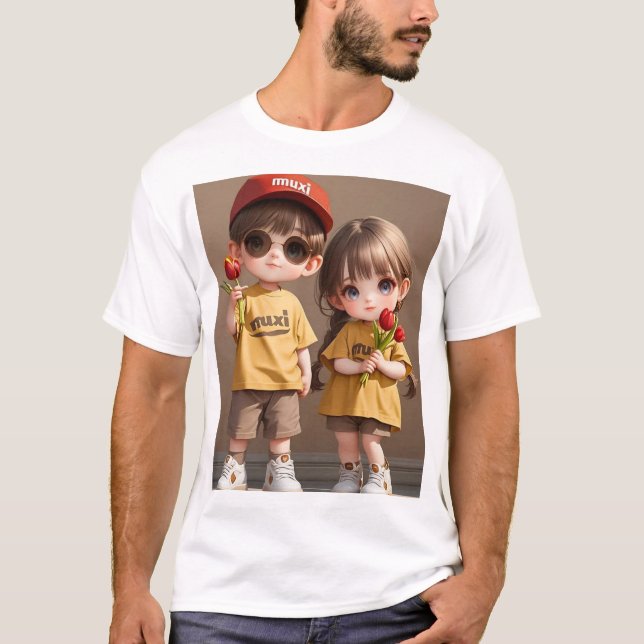 Double the Joy: Sibling Smiles Tee" would be a fit T-Shirt (Front)