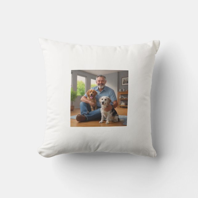 "Double the Love: A Pet Dad's Comfort Zone" Cushion (Front)
