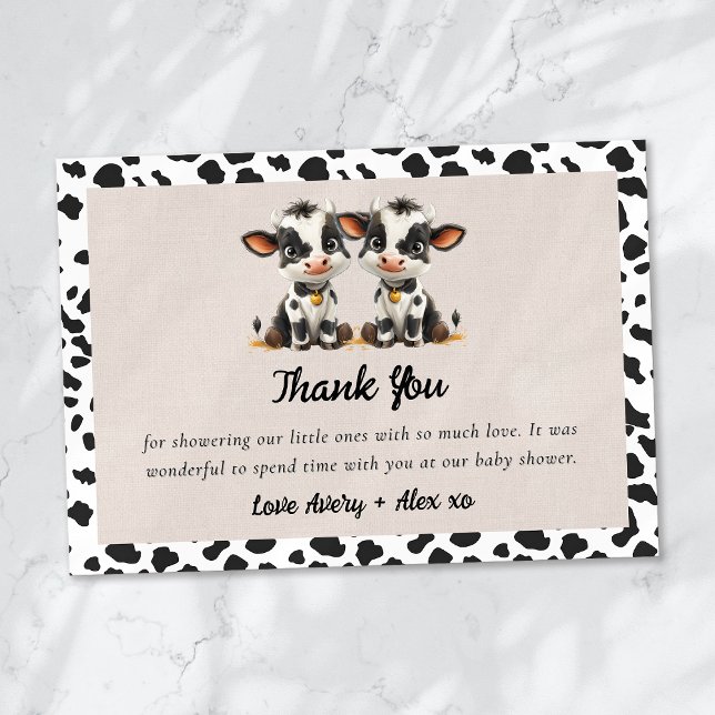 Double the Love Holy Cow Twins Baby Shower Thank You Card (Creator Uploaded)