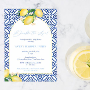 Double The Love Italian Baby Shower For Twin Boys Invitation