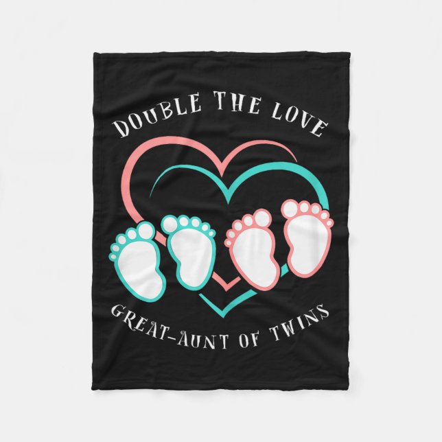 Double The Love New Great-aunt Of Twins  Fleece Blanket (Front)