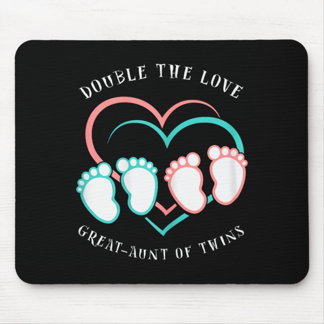 Double The Love New Great-aunt Of Twins  Mouse Mat (Front)