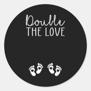 Double The Love Valentines Day Twin Pregnancy Anno Classic Round Sticker