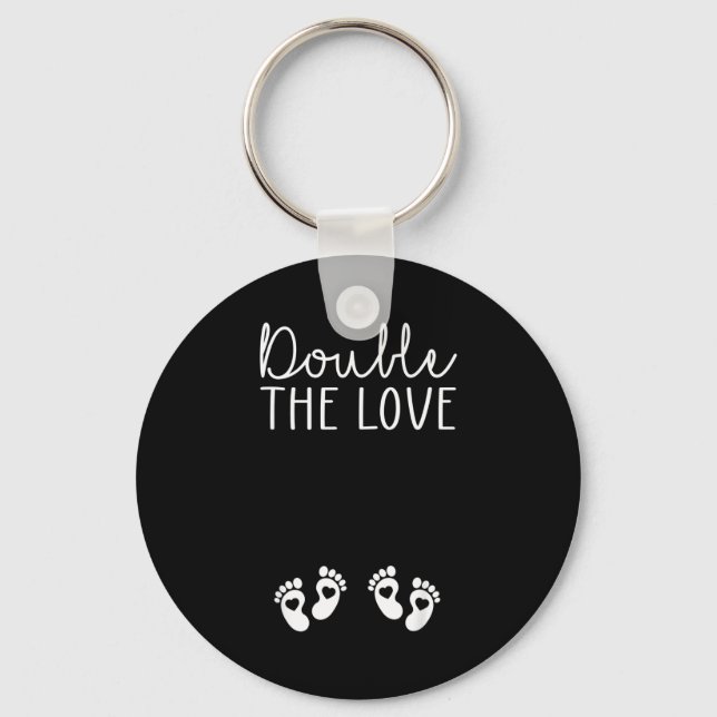 Double The Love Valentines Day Twin Pregnancy Anno Key Ring (Front)