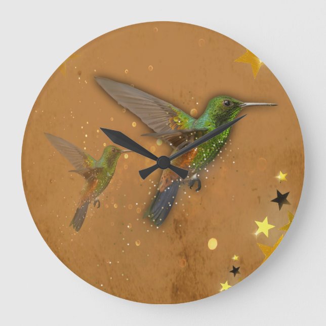 Double the lovely Humming Birds Large Clock (Front)