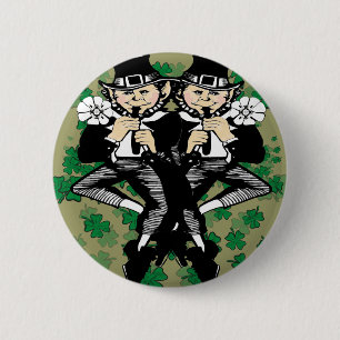 Double The Luck Leprechaun 6 Cm Round Badge