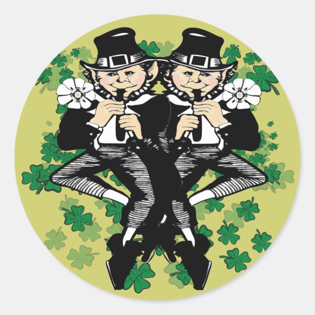 Double The Luck Leprechaun Classic Round Sticker (Front)