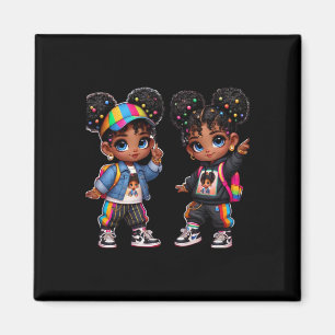 Double The S Bold Black Twins Art Sticker  Magnet
