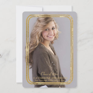 Double Thin Gold Frame Photo Invitation