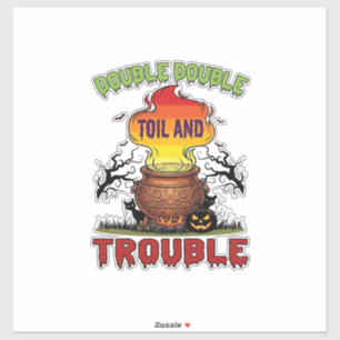 Double Toil Trouble Cauldron Halloween Black Cat P