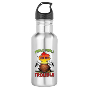 Double Toil Trouble Cauldron Halloween Black Cat P 532 Ml Water Bottle