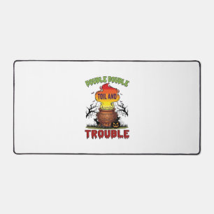 Double Toil Trouble Cauldron Halloween Black Cat P Desk Mat