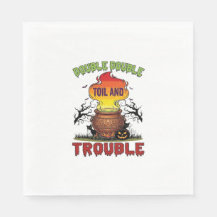 Double Toil Trouble Cauldron Halloween Black Cat P Napkin