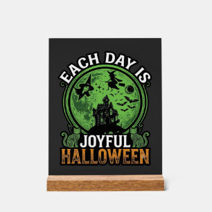Double Toil Trouble Witch Pumpkin Halloween Cobweb Acrylic Sign