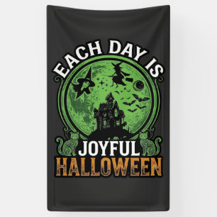 Double Toil Trouble Witch Pumpkin Halloween Cobweb Banner