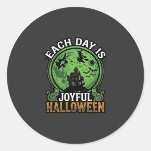 Double Toil Trouble Witch Pumpkin Halloween Cobweb Classic Round Sticker