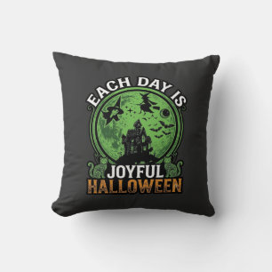 Double Toil Trouble Witch Pumpkin Halloween Cobweb Cushion