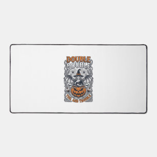 Double Toil Trouble Witch Pumpkin Halloween Cobweb Desk Mat