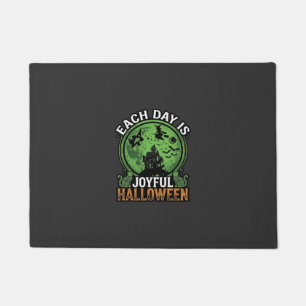Double Toil Trouble Witch Pumpkin Halloween Cobweb Doormat