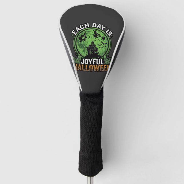 Double Toil Trouble Witch Pumpkin Halloween Cobweb Golf Head Cover (Front)